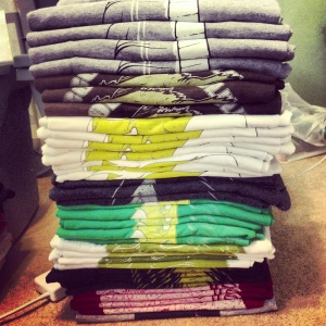 look at us, being all organized and productive with our neatly folded shirts.